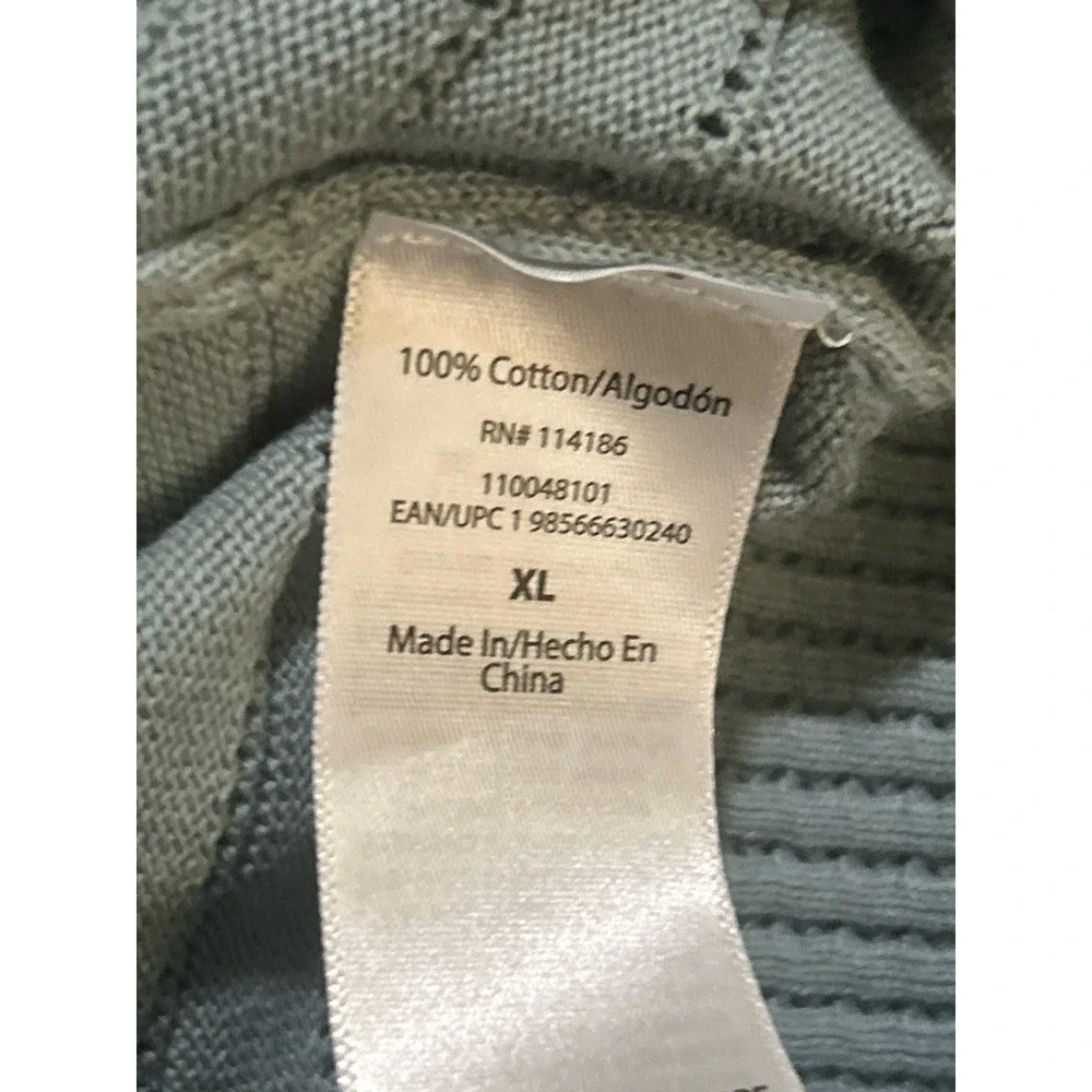 Frye Light Blue Striped Knit Crew Neck Pullover‎ Sweater XL Short Sleeve Women